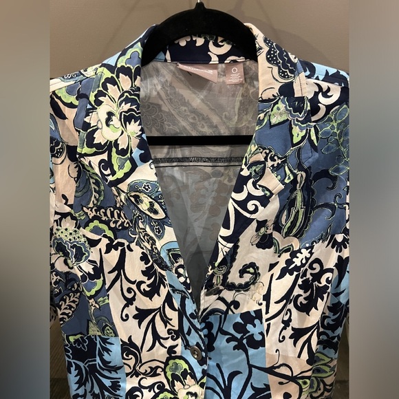 Chico's size 0 Cotton blend floral summer spring light jacket - Picture 2 of 13